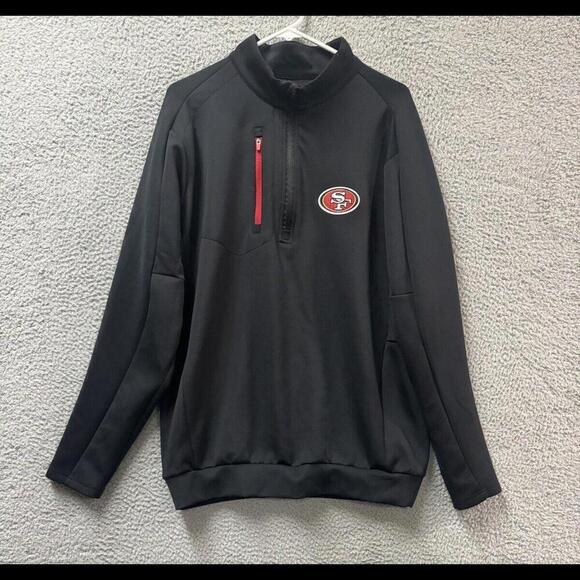 SF 49ers Jersey Jacket Mens XL Black 3/4  Zip Embroidered Baseball - Picture 1 of 12